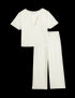Marks & Spencer "Cropped Cotton Blend Waffle Henley Pyjama Set"